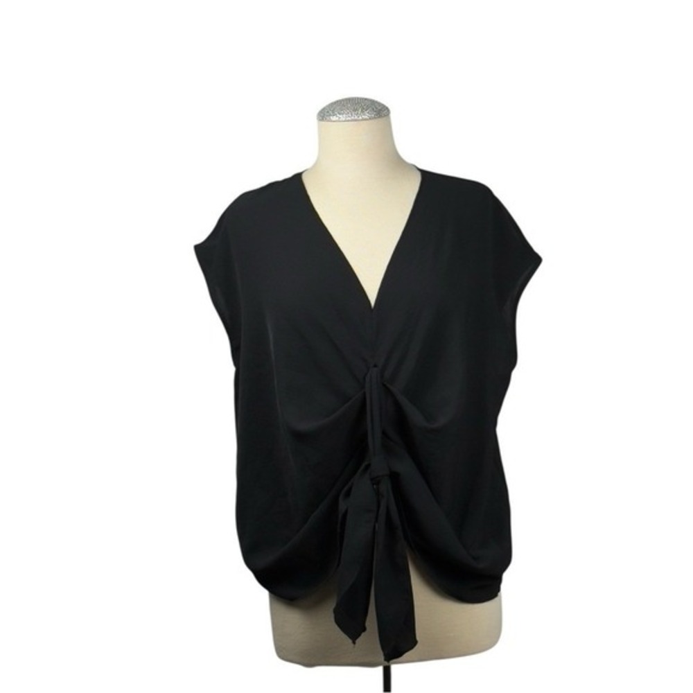 Zara Black V-Neck Blouse Sz S